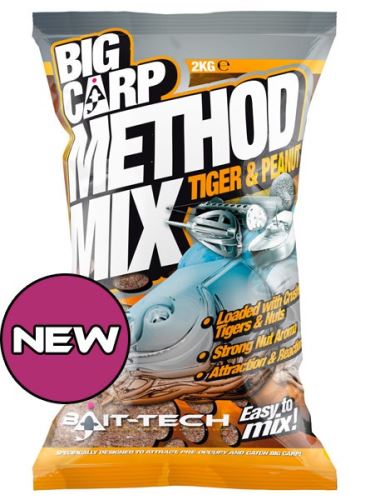 Bait-Tech Bait-Tech Krmítková směs Big Carp Method Mix Tiger & Peanut 2kg