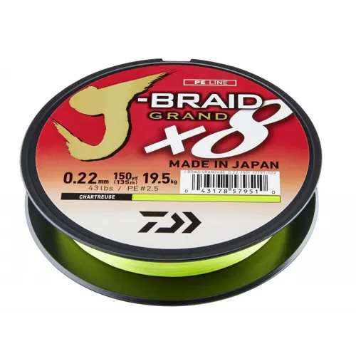 Daiwa Pletená Šňůra J-Braid Grand X8E Chartreuse z navíječky